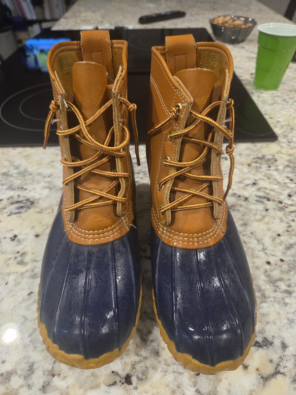 L.L. Bean Two-Tone Duck Boots in Navy and Tan